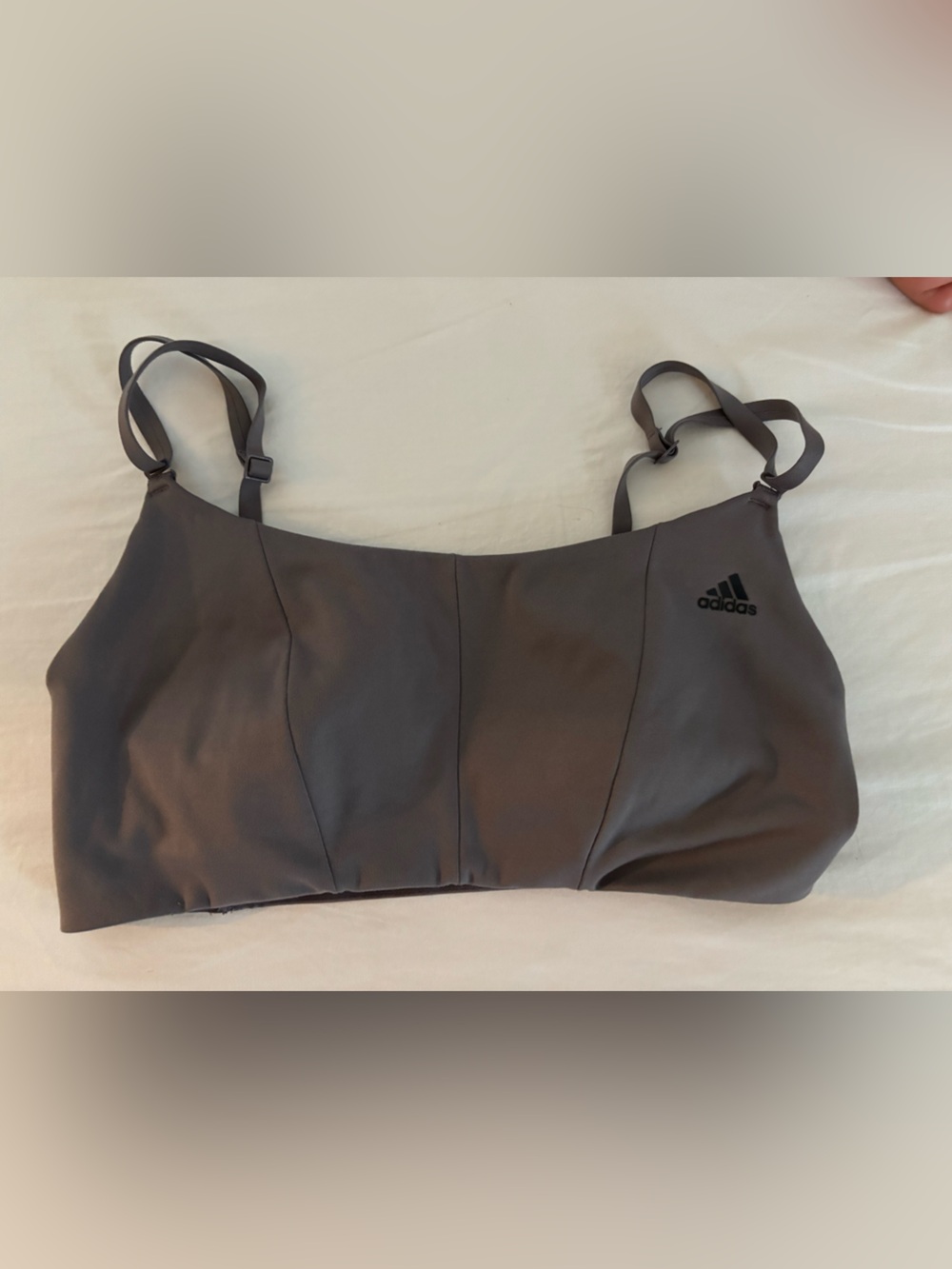 adidas Charcoal Gray Seamless Sports Bra with Adjustable Straps